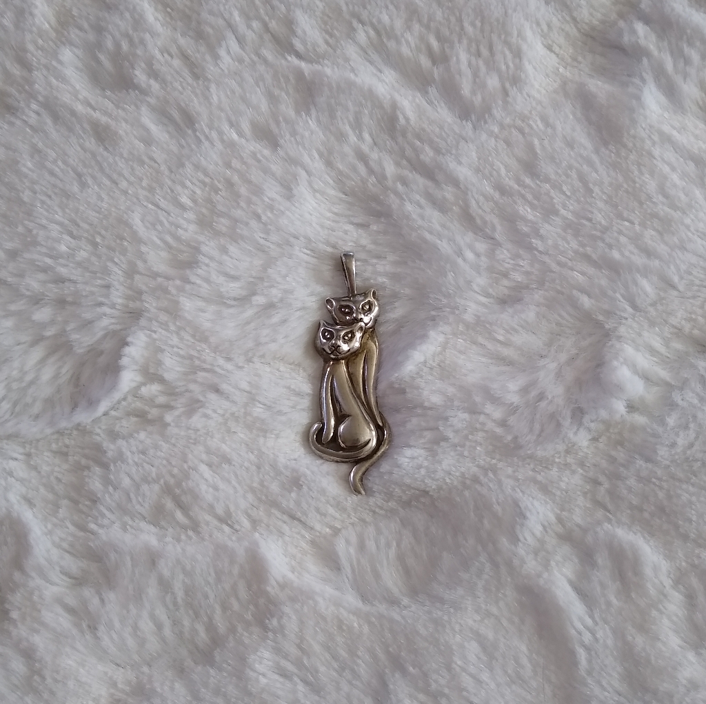 Vintage Sterling Silver Kabana Kittens Cats Pendant
